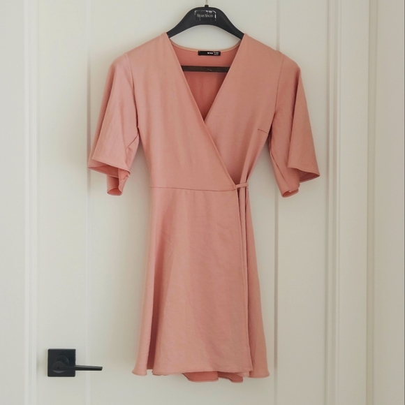 Nude Pink Wrap Dress - Picture 1 of 8